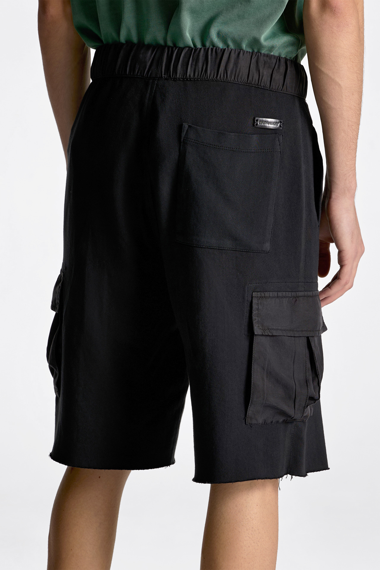 Mixed Fabric Cargo Bermuda