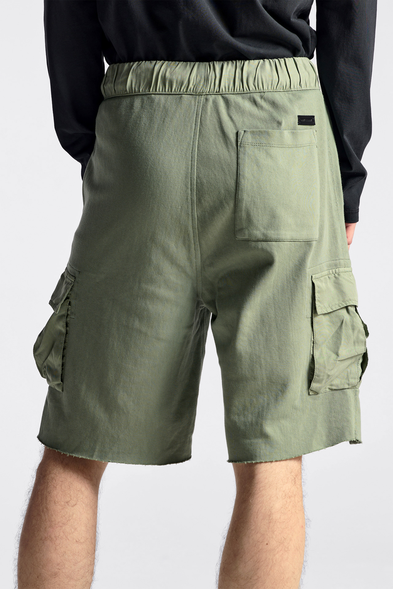 Mixed Fabric Cargo Bermuda