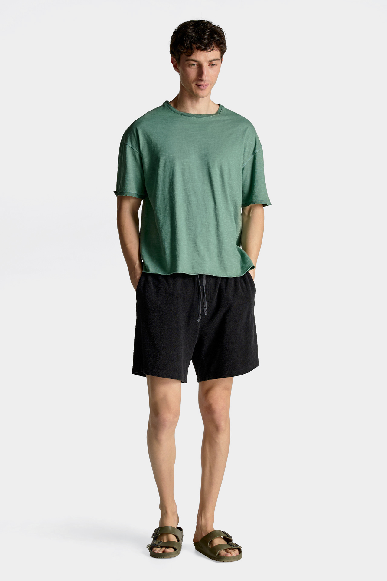 Terry Towel Contrast Waist Bermuda