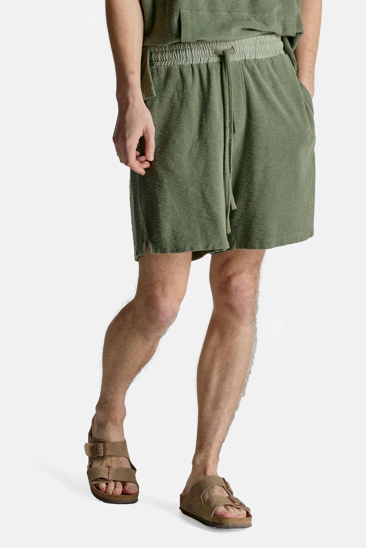 Terry Towel Contrast Waist Bermuda