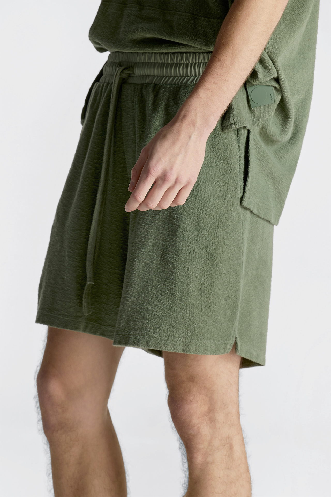 Terry Towel Contrast Waist Bermuda