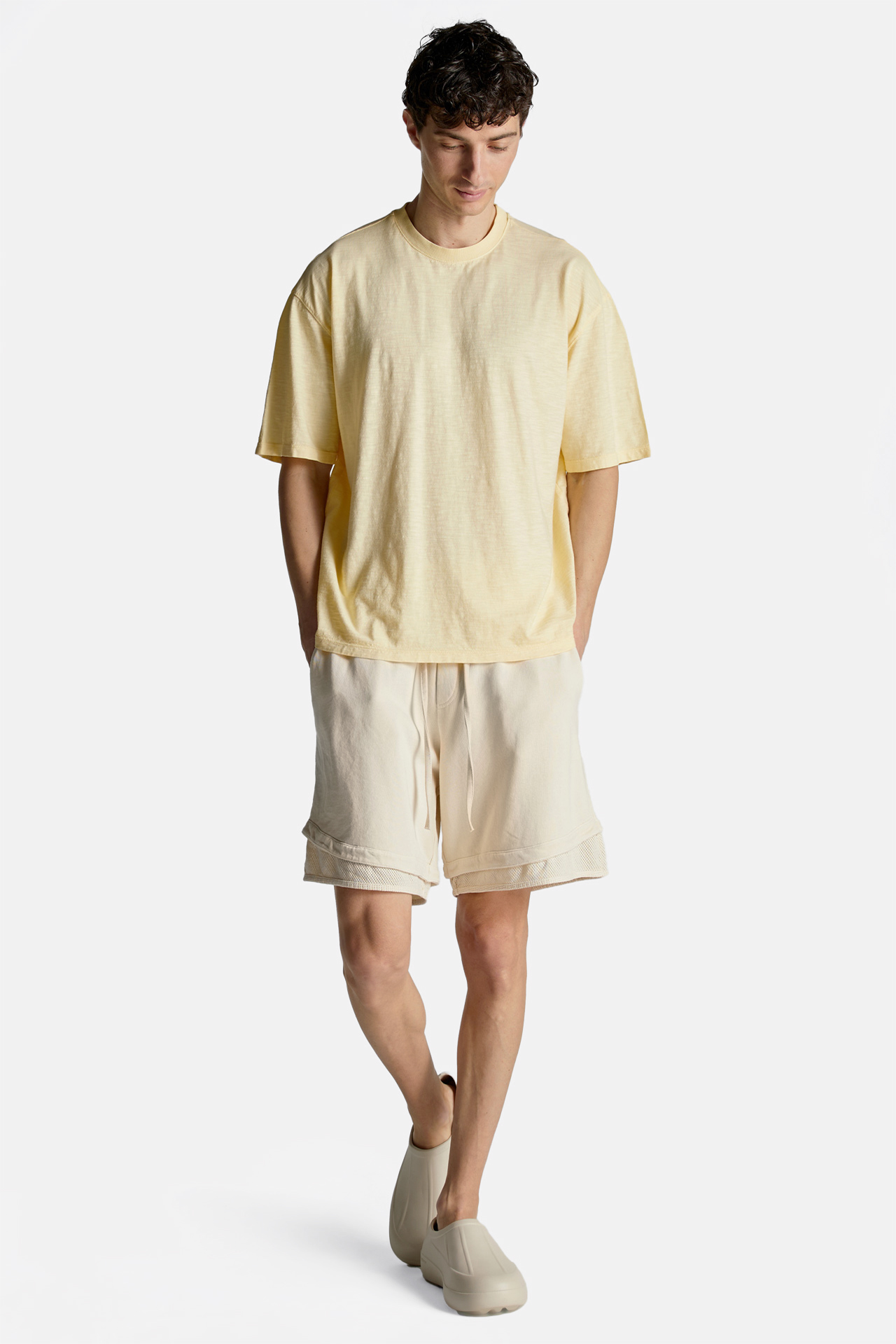 Mixed Fabric Double Bermuda