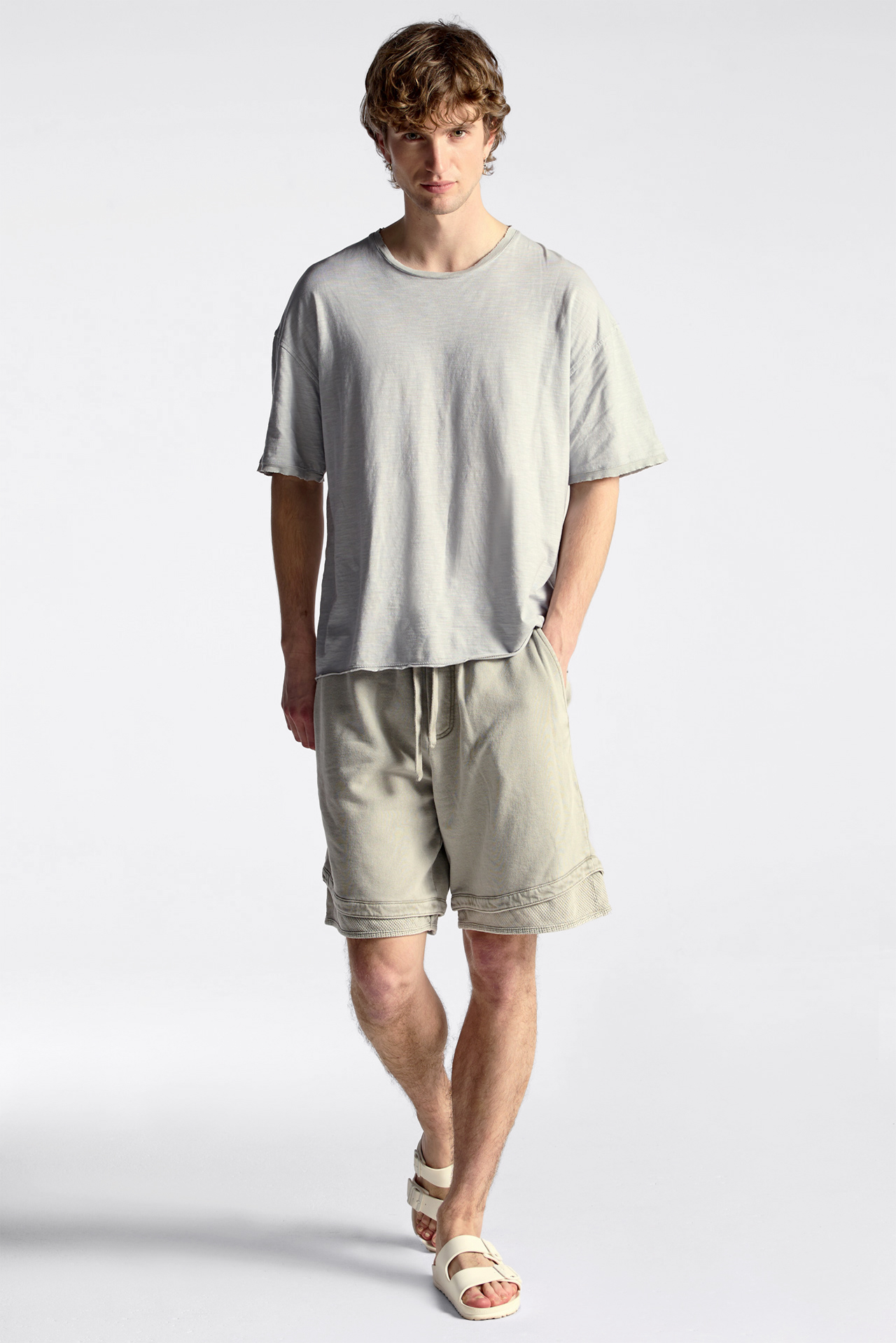 Mixed Fabric Double Bermuda