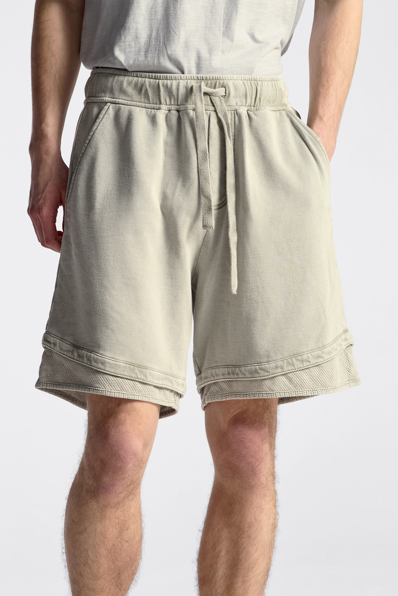 Mixed Fabric Double Bermuda