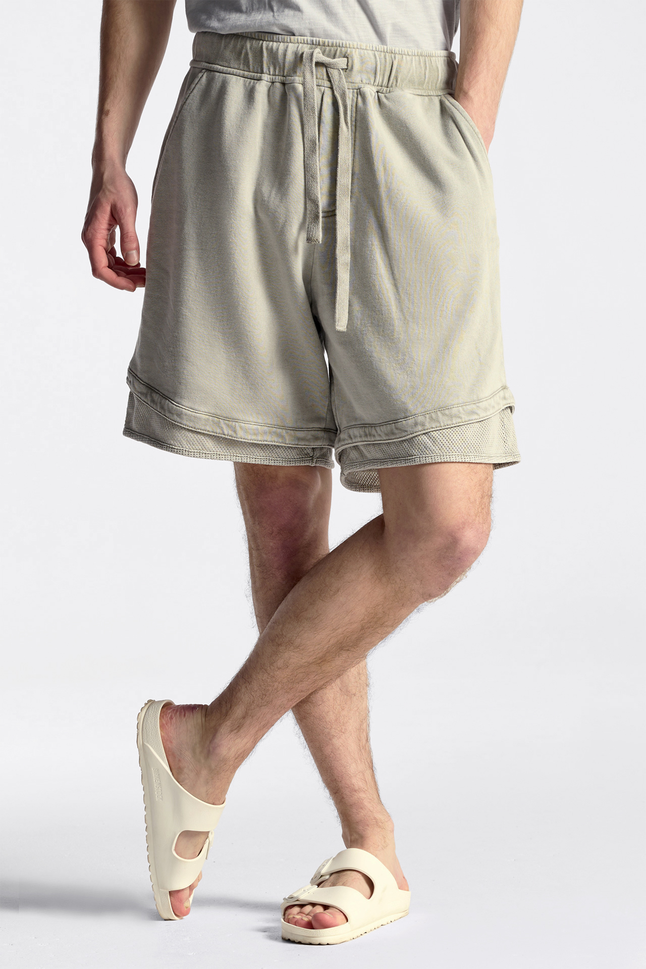 Mixed Fabric Double Bermuda
