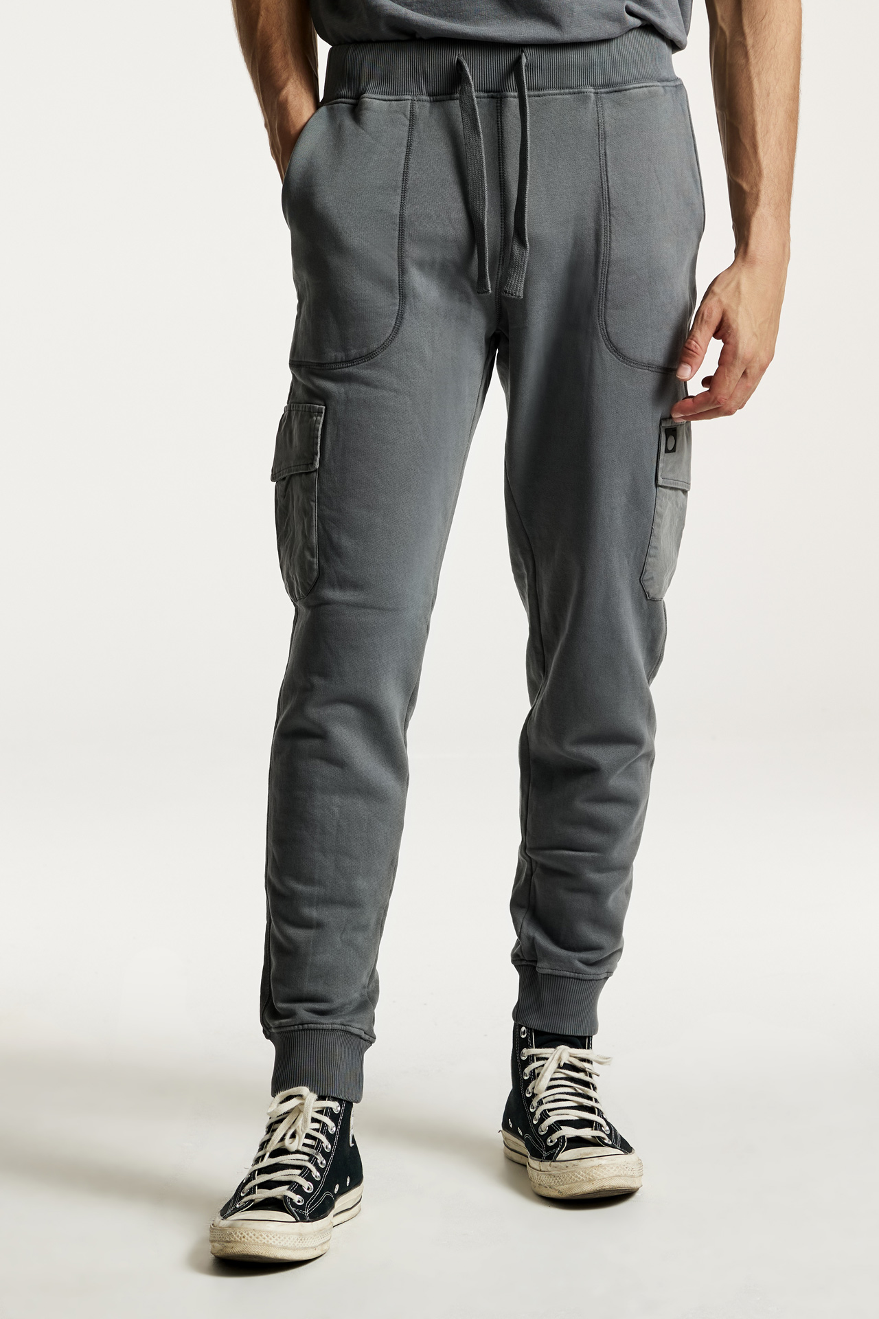 Mixed Fabric Cargo Sweatpants