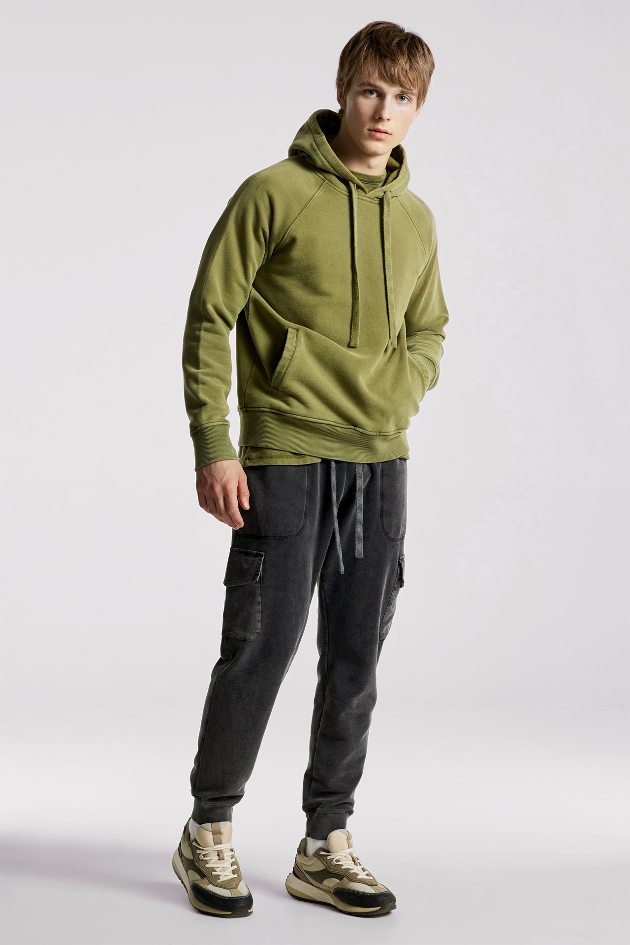Mixed Fabric Cargo Sweatpants