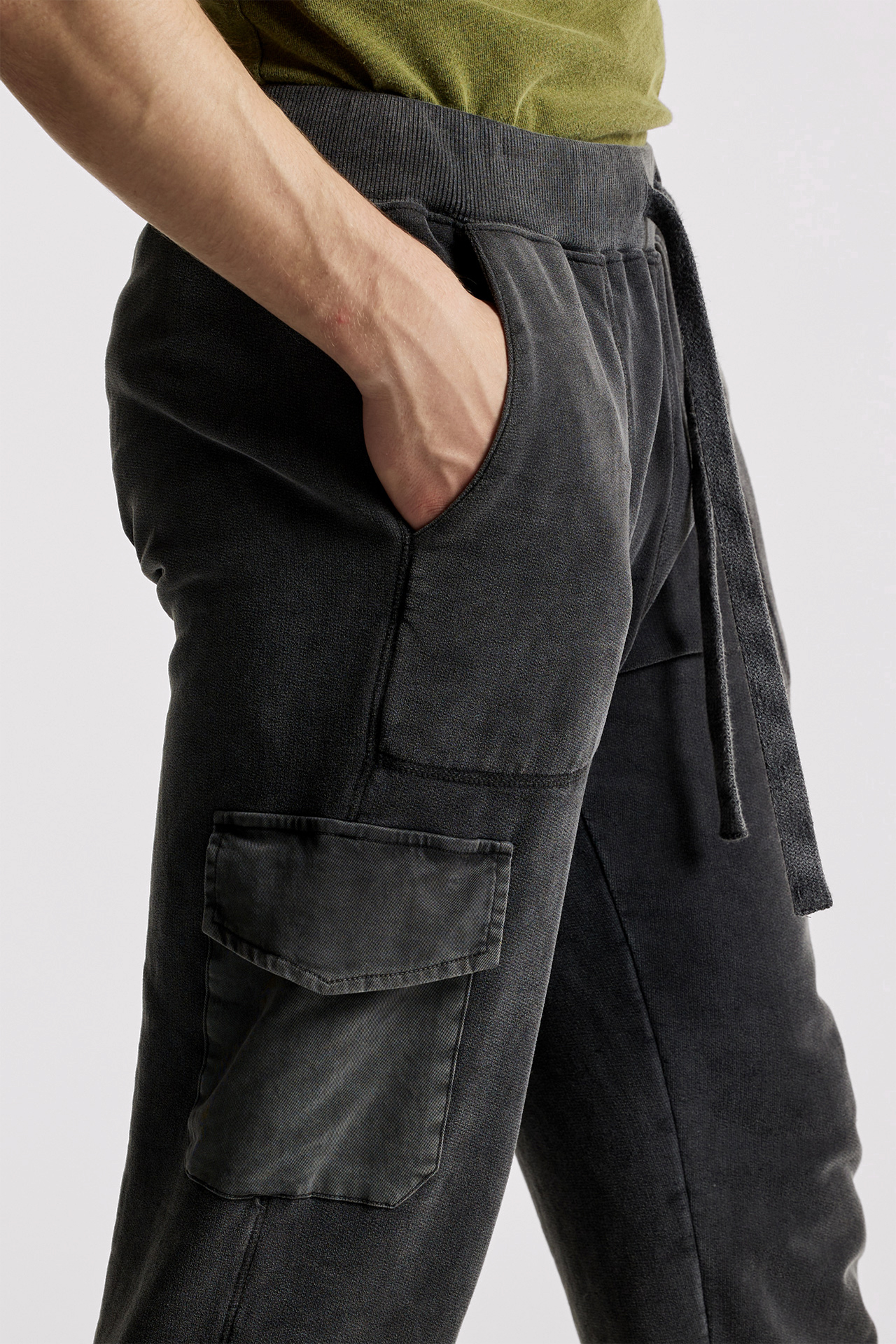Mixed Fabric Cargo Sweatpants