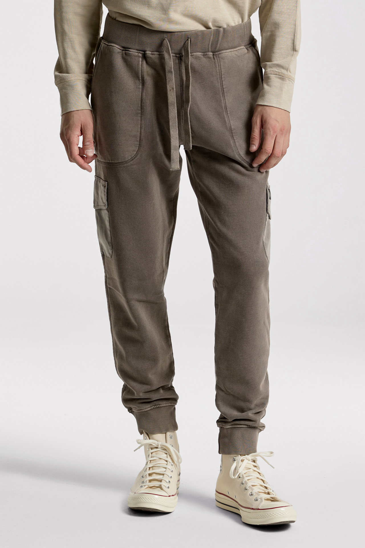 Mixed Fabric Cargo Sweatpants
