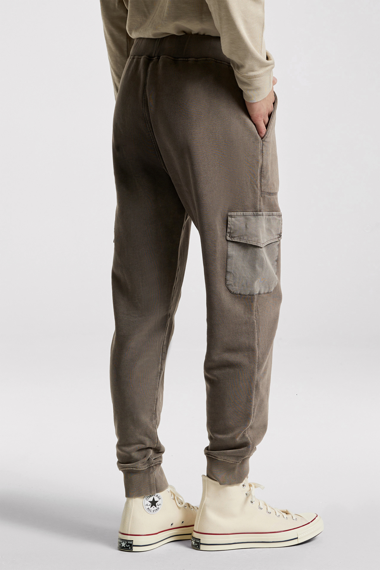 Mixed Fabric Cargo Sweatpants