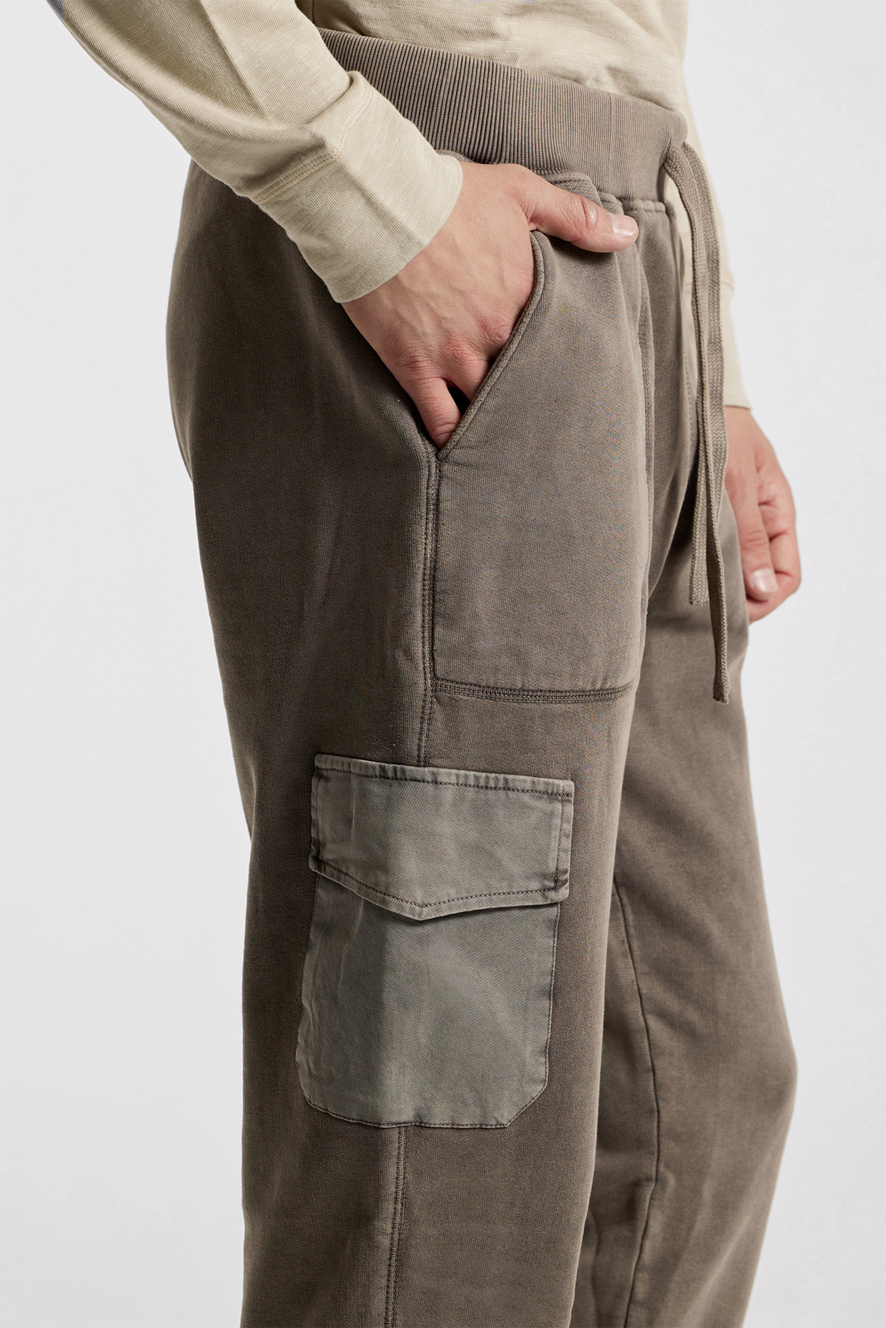 Mixed Fabric Cargo Sweatpants