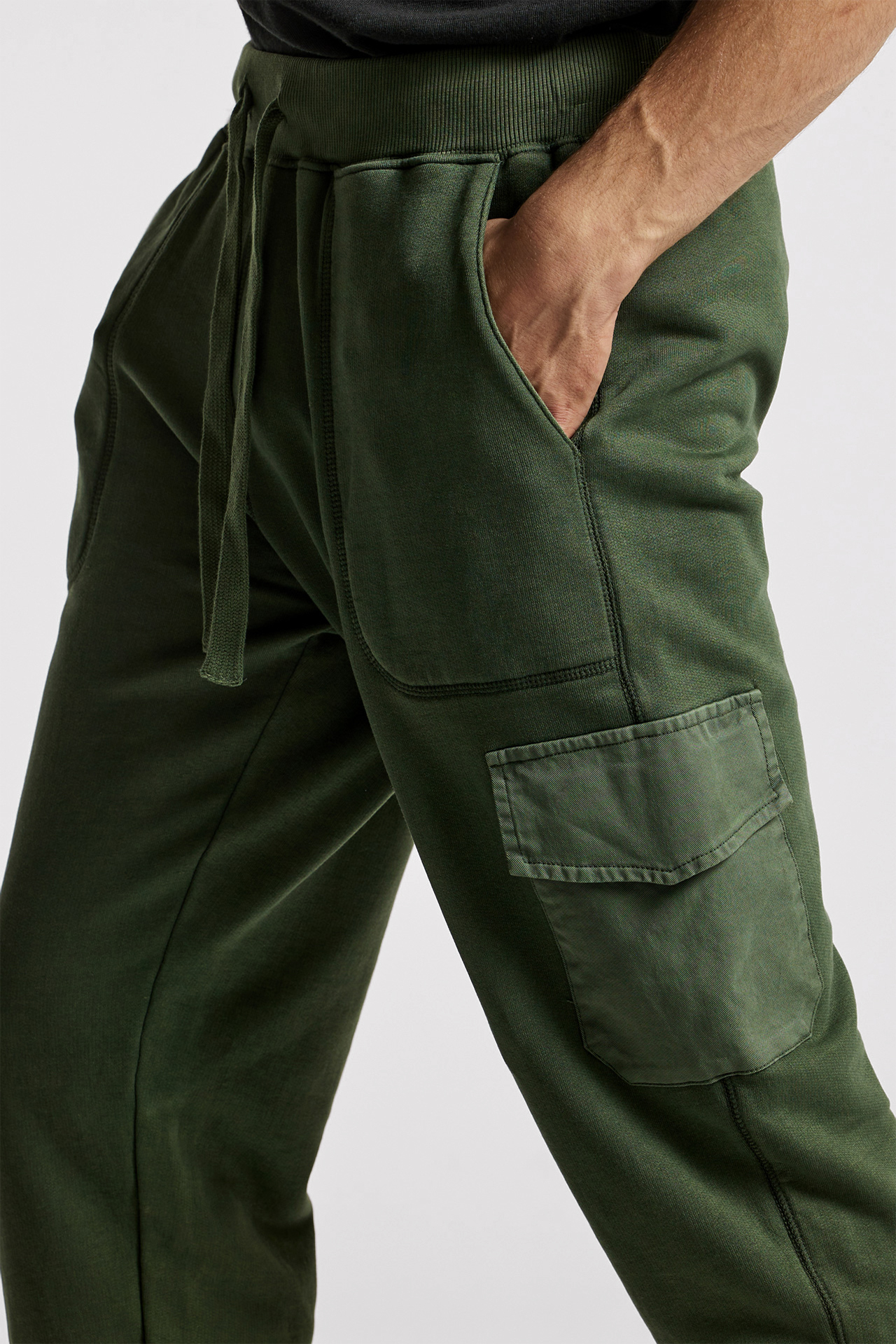 Mixed Fabric Cargo Sweatpants