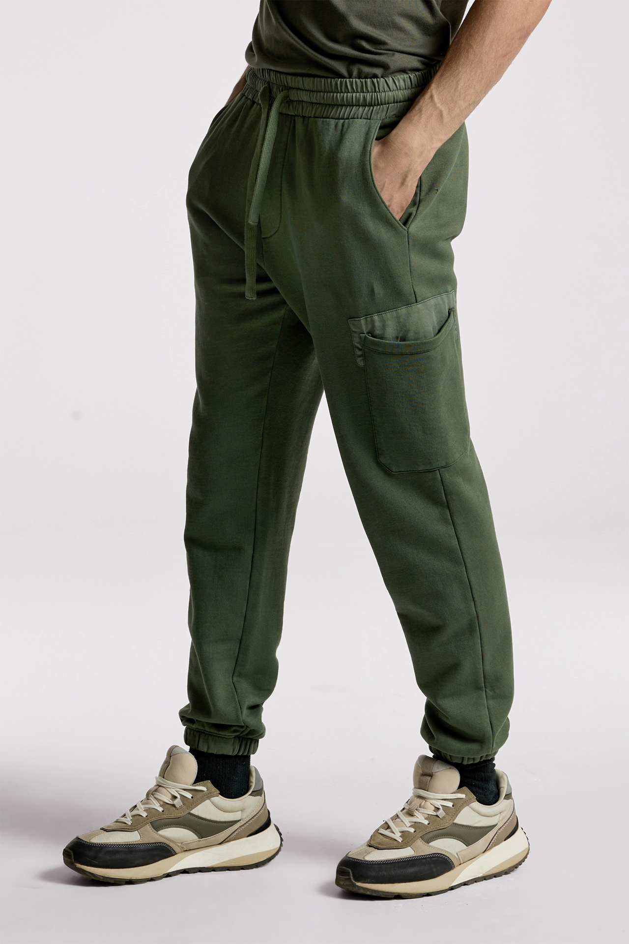 Cargo Mixed Fabric Sweatpants