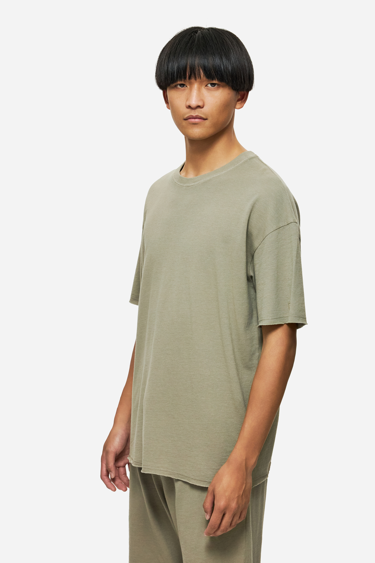 PIQUET T-SHIRT WITH RAW EDGES