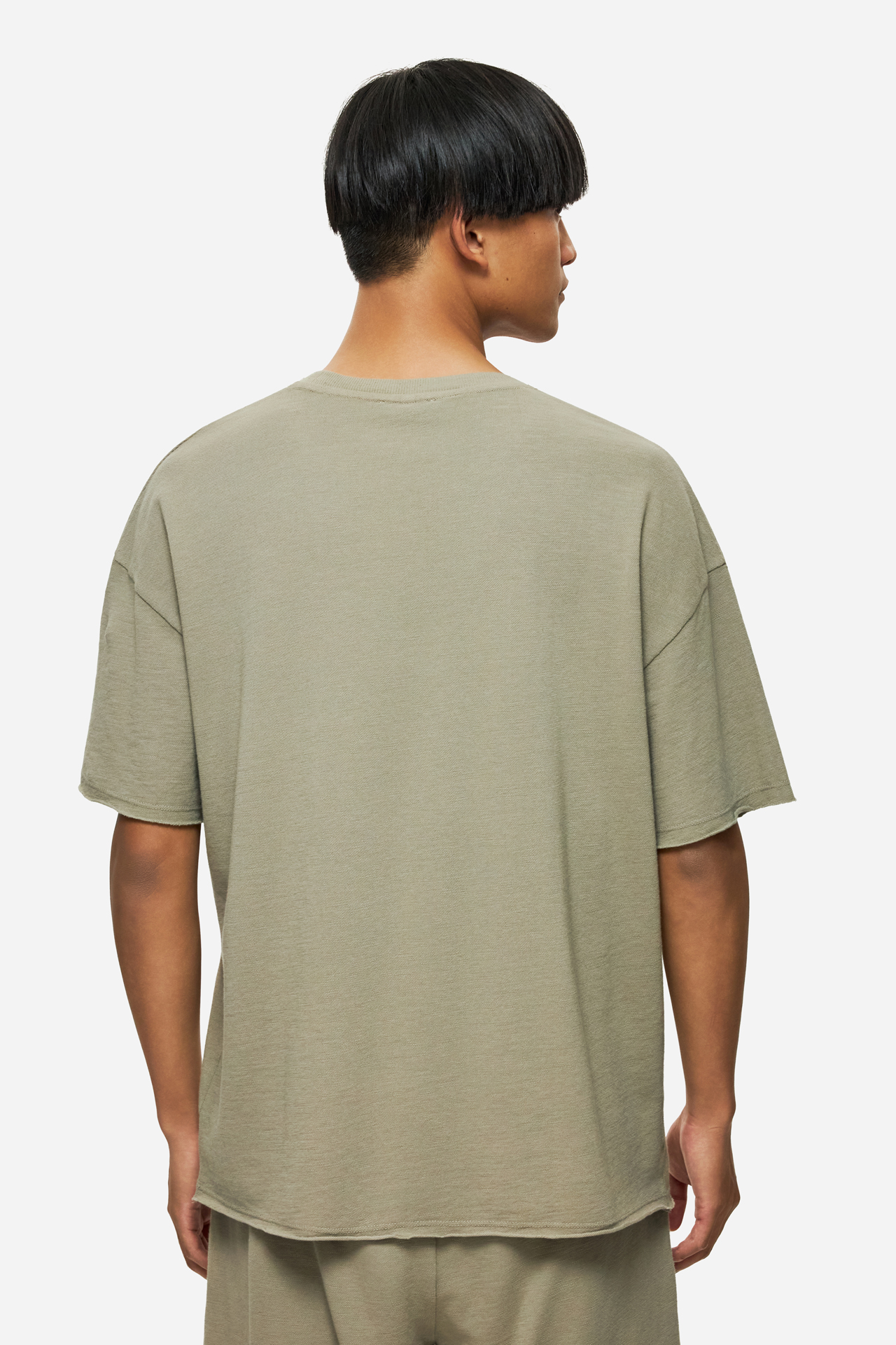 PIQUET T-SHIRT WITH RAW EDGES