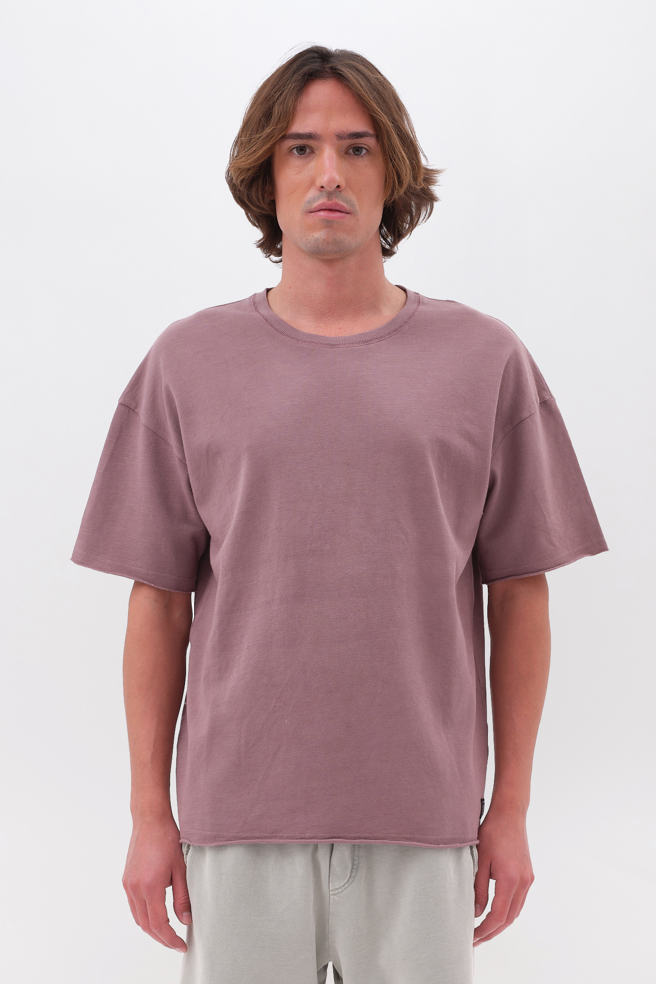 PIQUET T-SHIRT WITH RAW EDGES