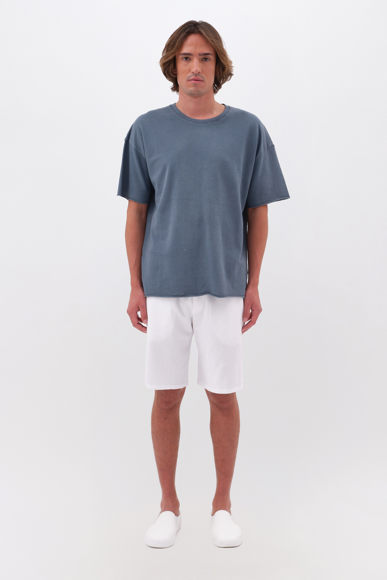 PIQUET T-SHIRT WITH RAW EDGES