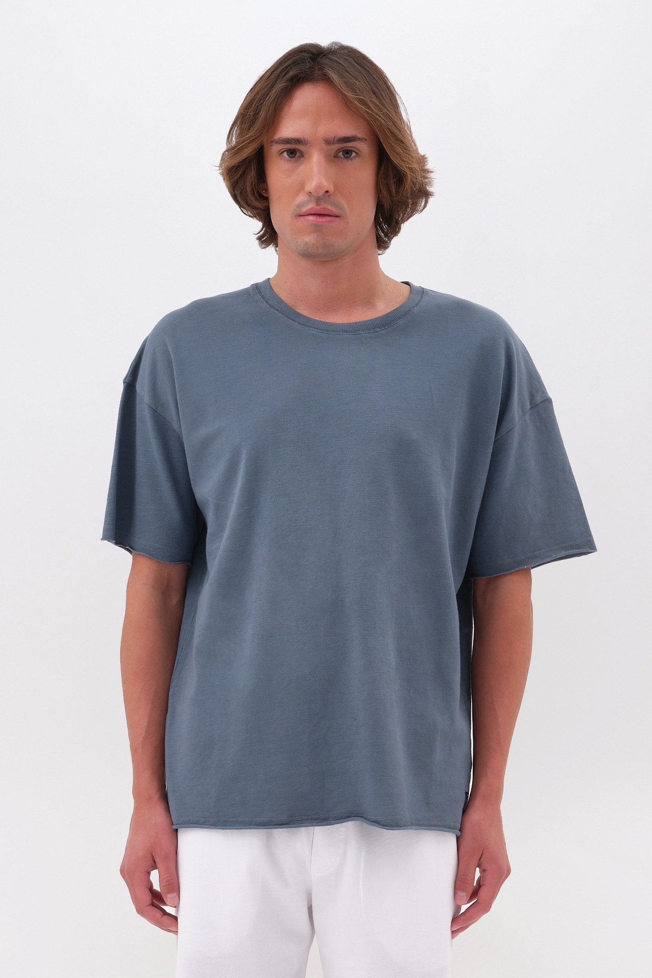 PIQUET T-SHIRT WITH RAW EDGES