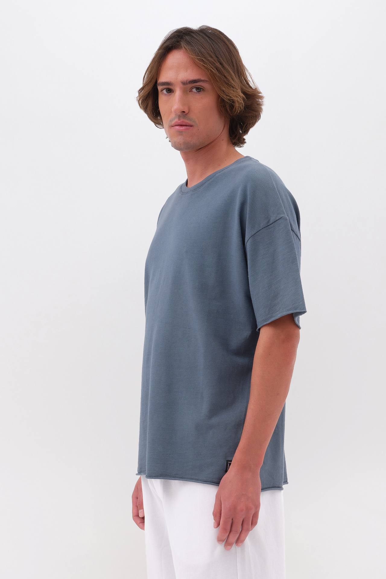 PIQUET T-SHIRT WITH RAW EDGES
