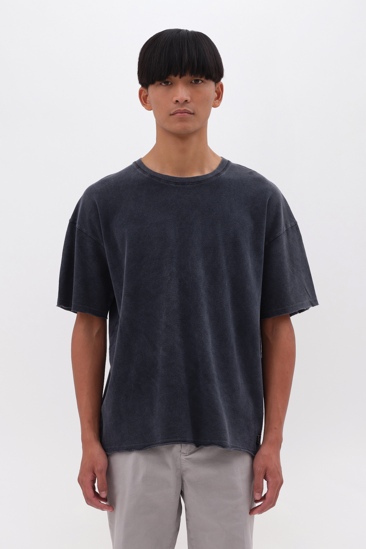 PIQUET T-SHIRT WITH RAW EDGES