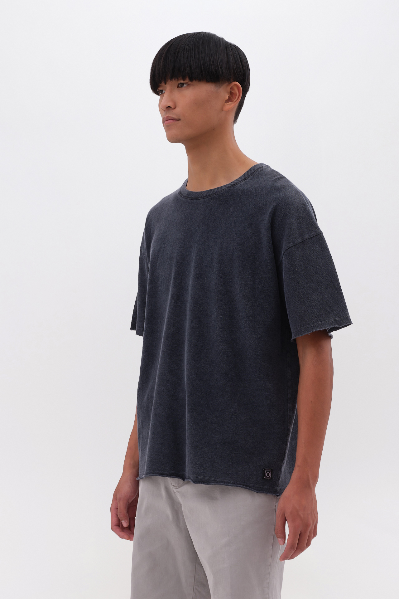 PIQUET T-SHIRT WITH RAW EDGES