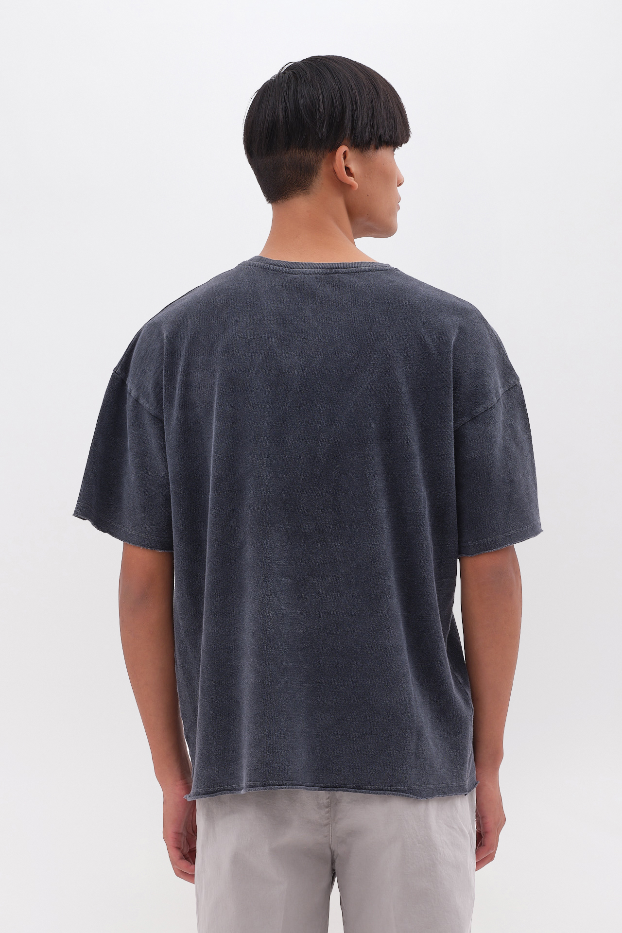 PIQUET T-SHIRT WITH RAW EDGES