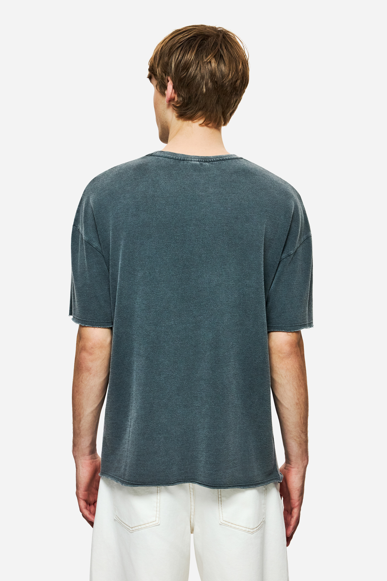 PIQUET T-SHIRT WITH RAW EDGES