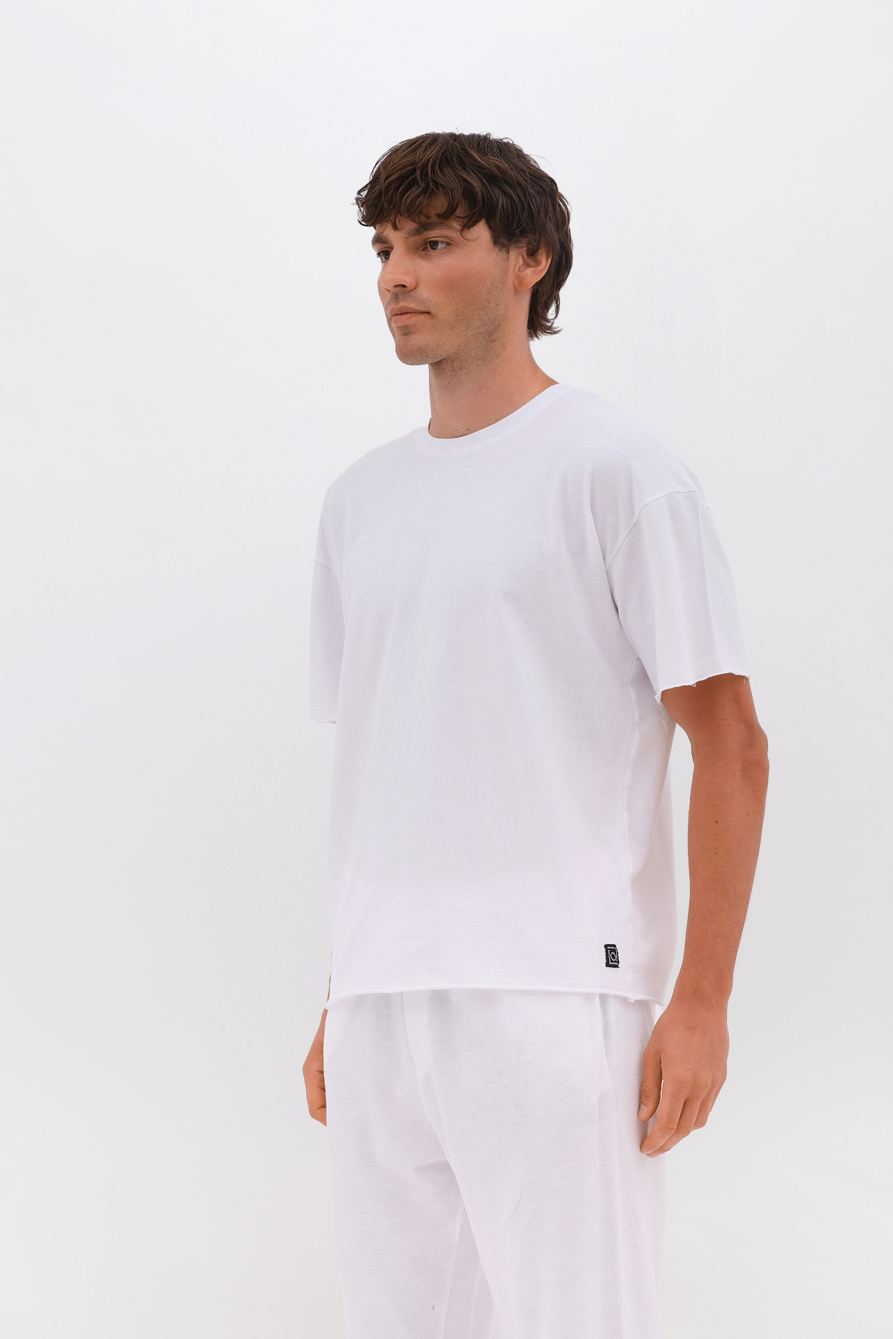 PIQUET T-SHIRT WITH RAW EDGES