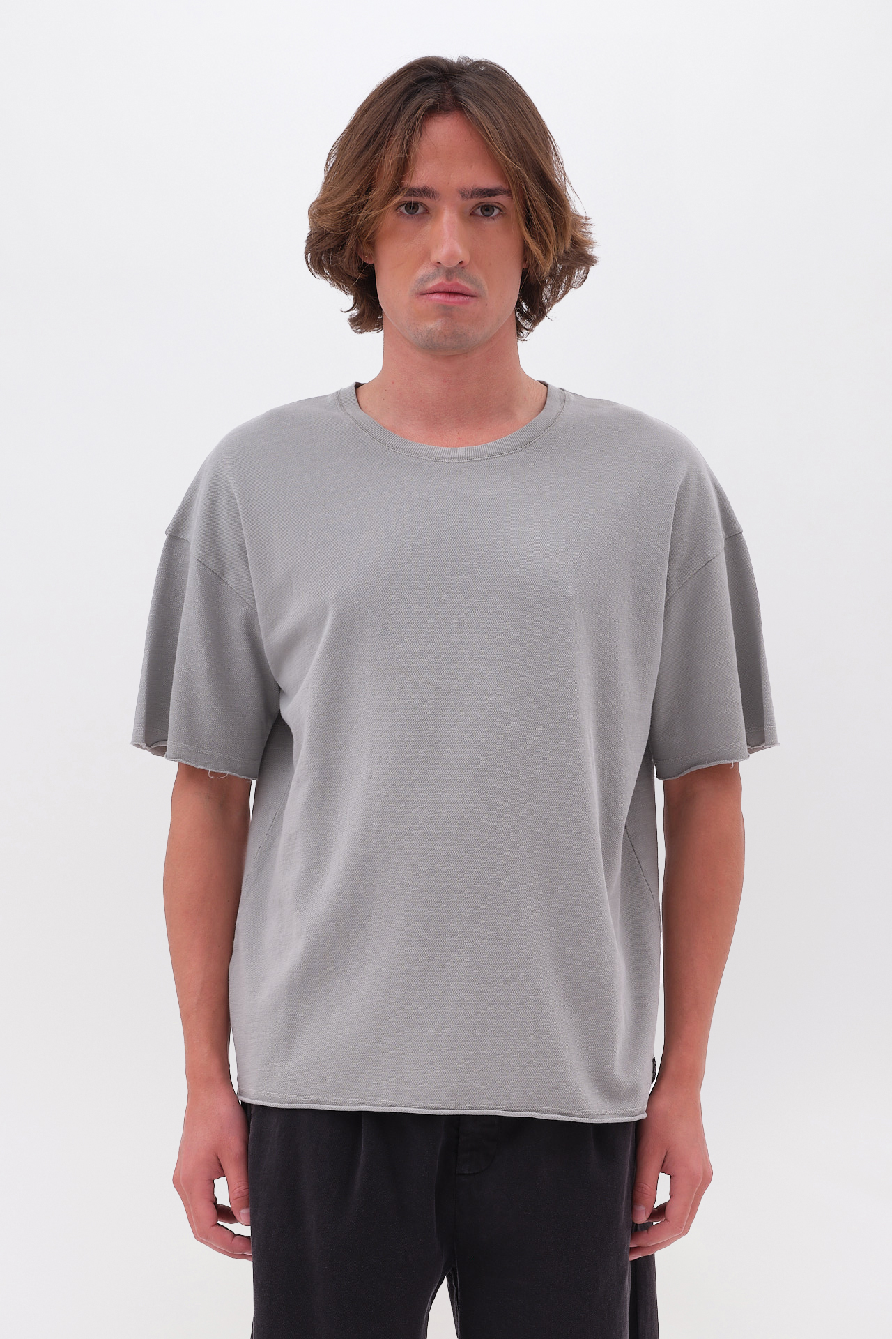 PIQUET T-SHIRT WITH RAW EDGES