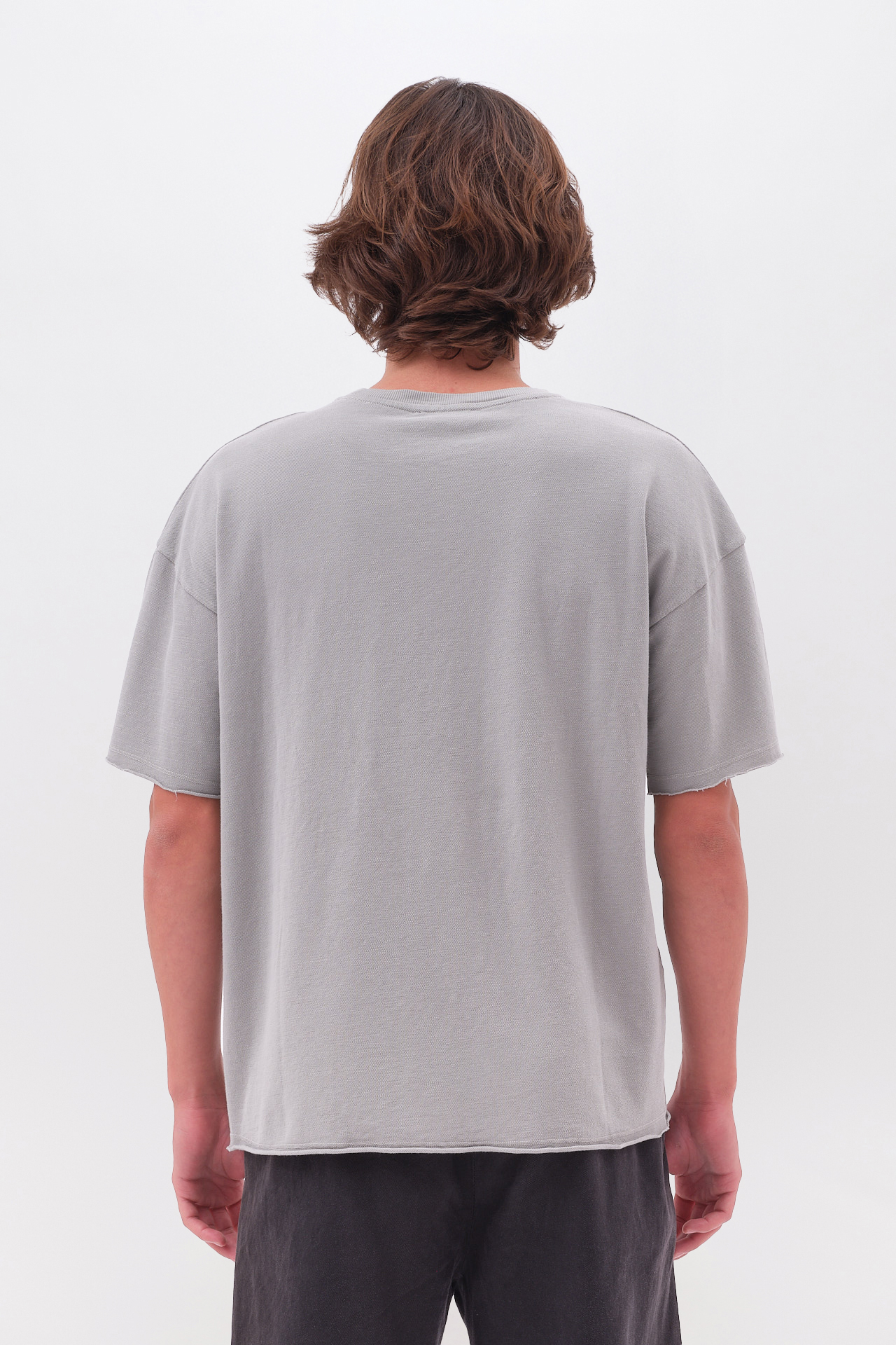 PIQUET T-SHIRT WITH RAW EDGES