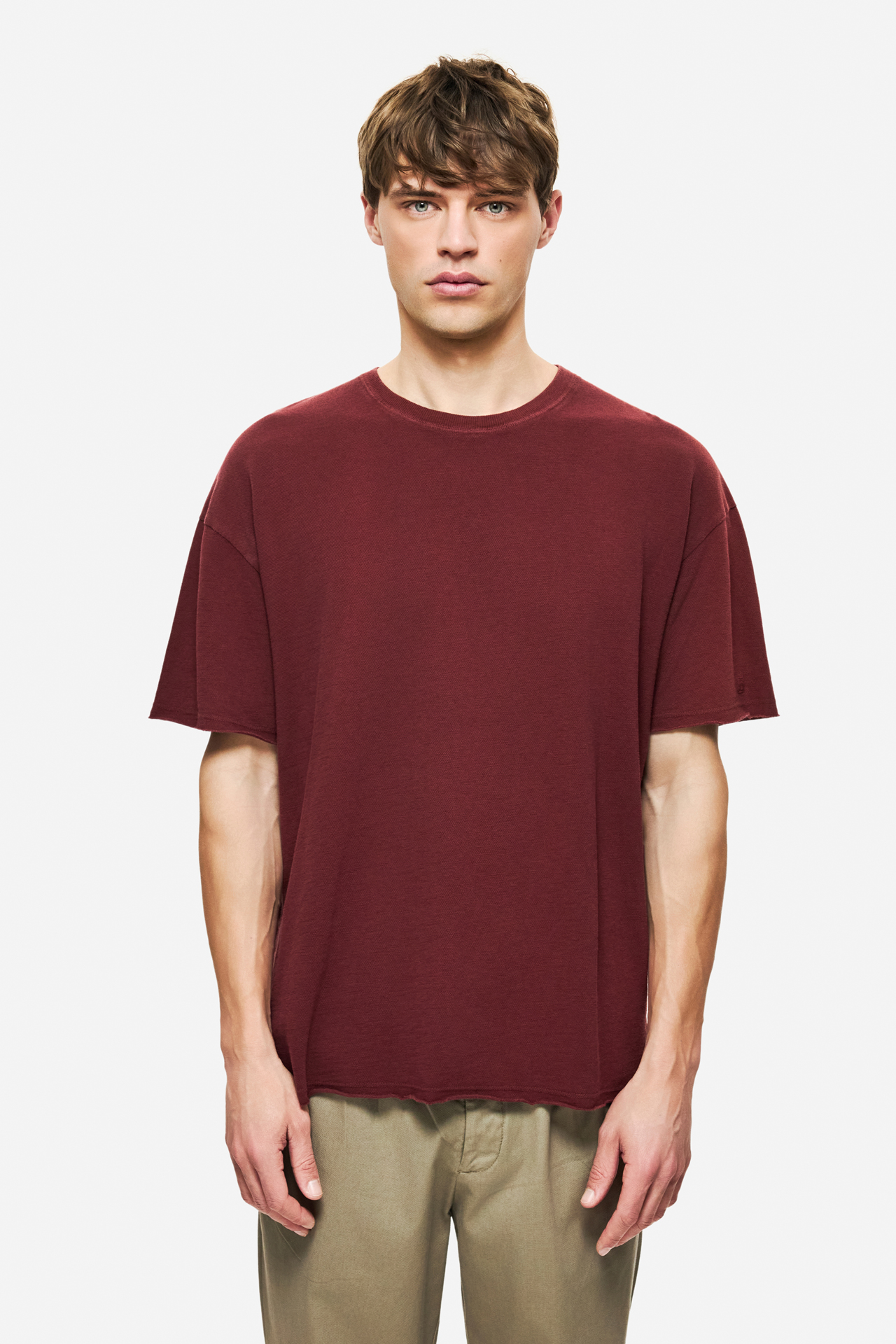 PIQUET T-SHIRT WITH RAW EDGES