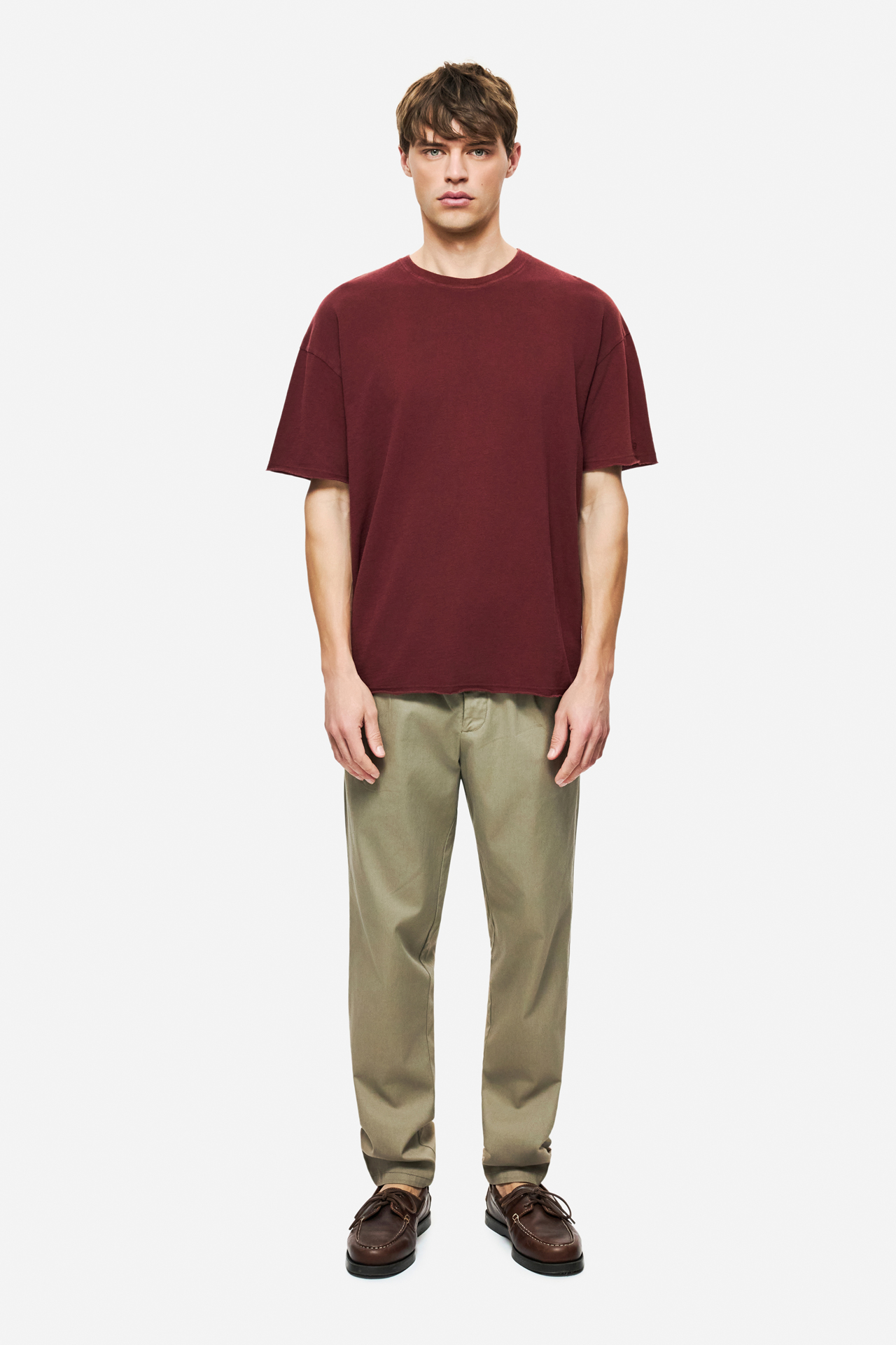 PIQUET T-SHIRT WITH RAW EDGES