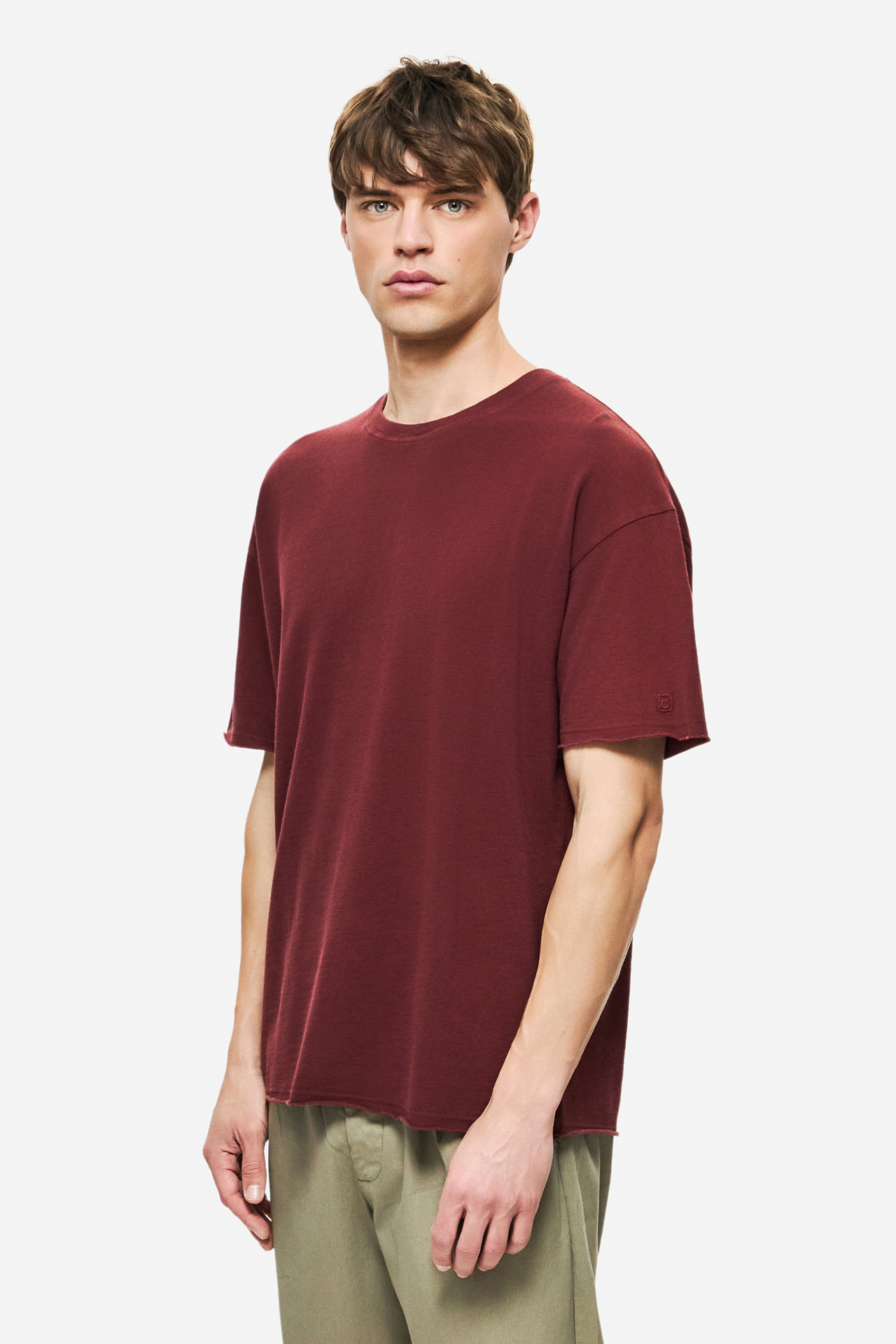 PIQUET T-SHIRT WITH RAW EDGES