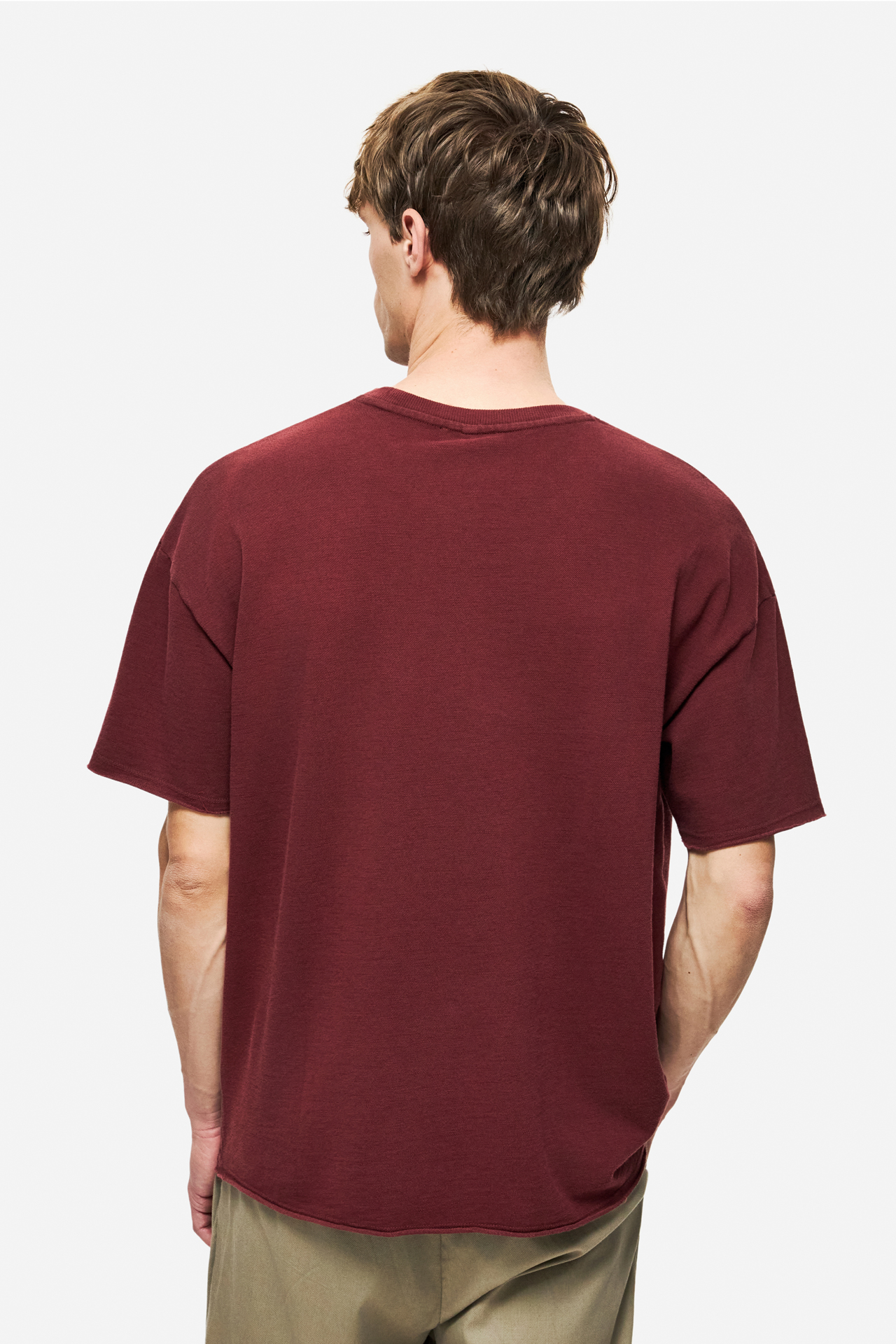 PIQUET T-SHIRT WITH RAW EDGES