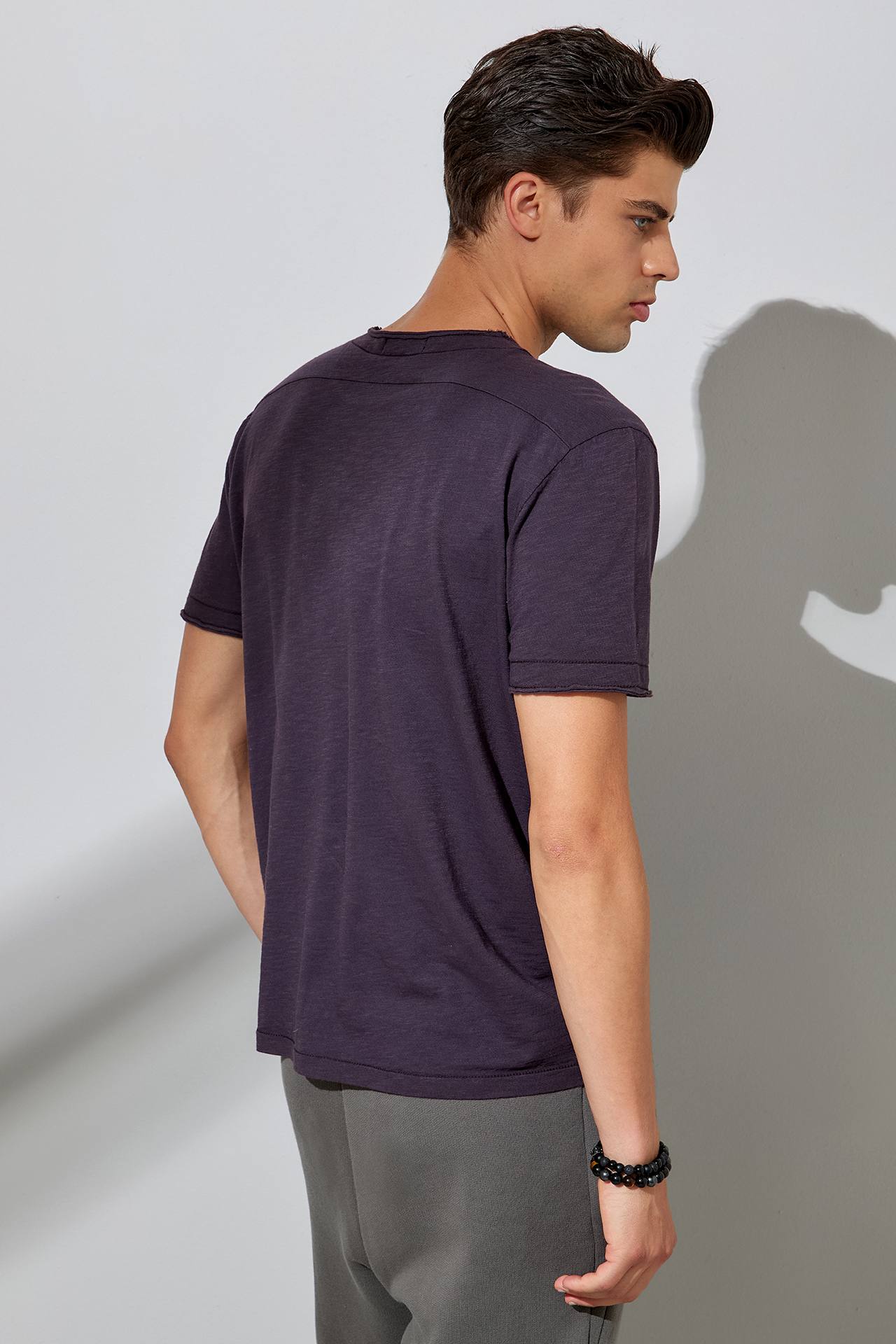 HALF RIB NECK SLUB TEE