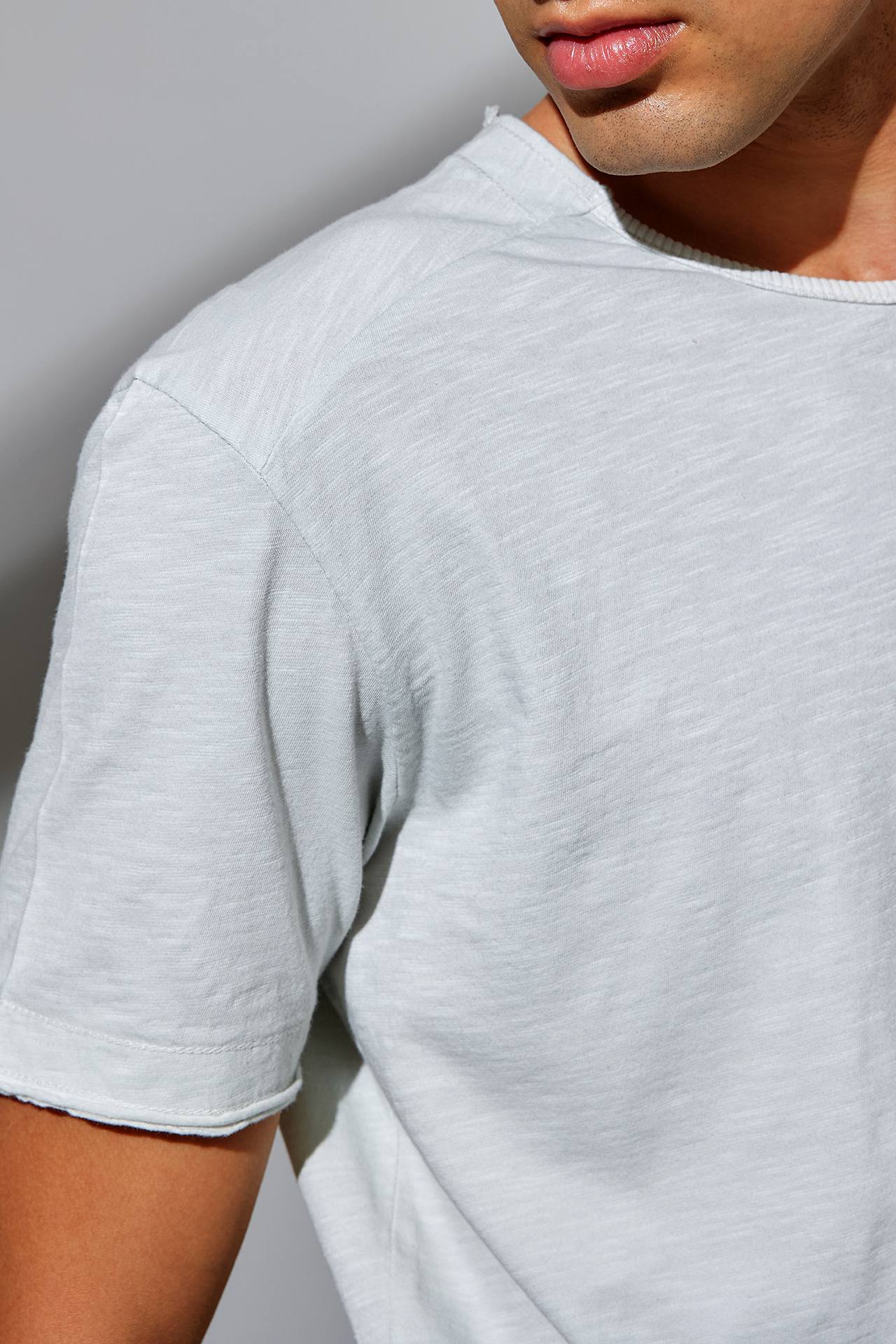 HALF RIB NECK SLUB TEE