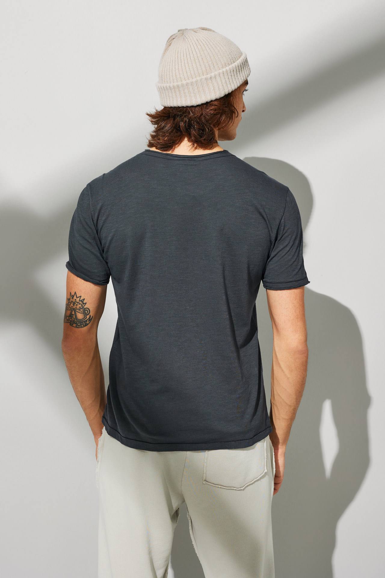 HALF RIB NECK SLUB TEE