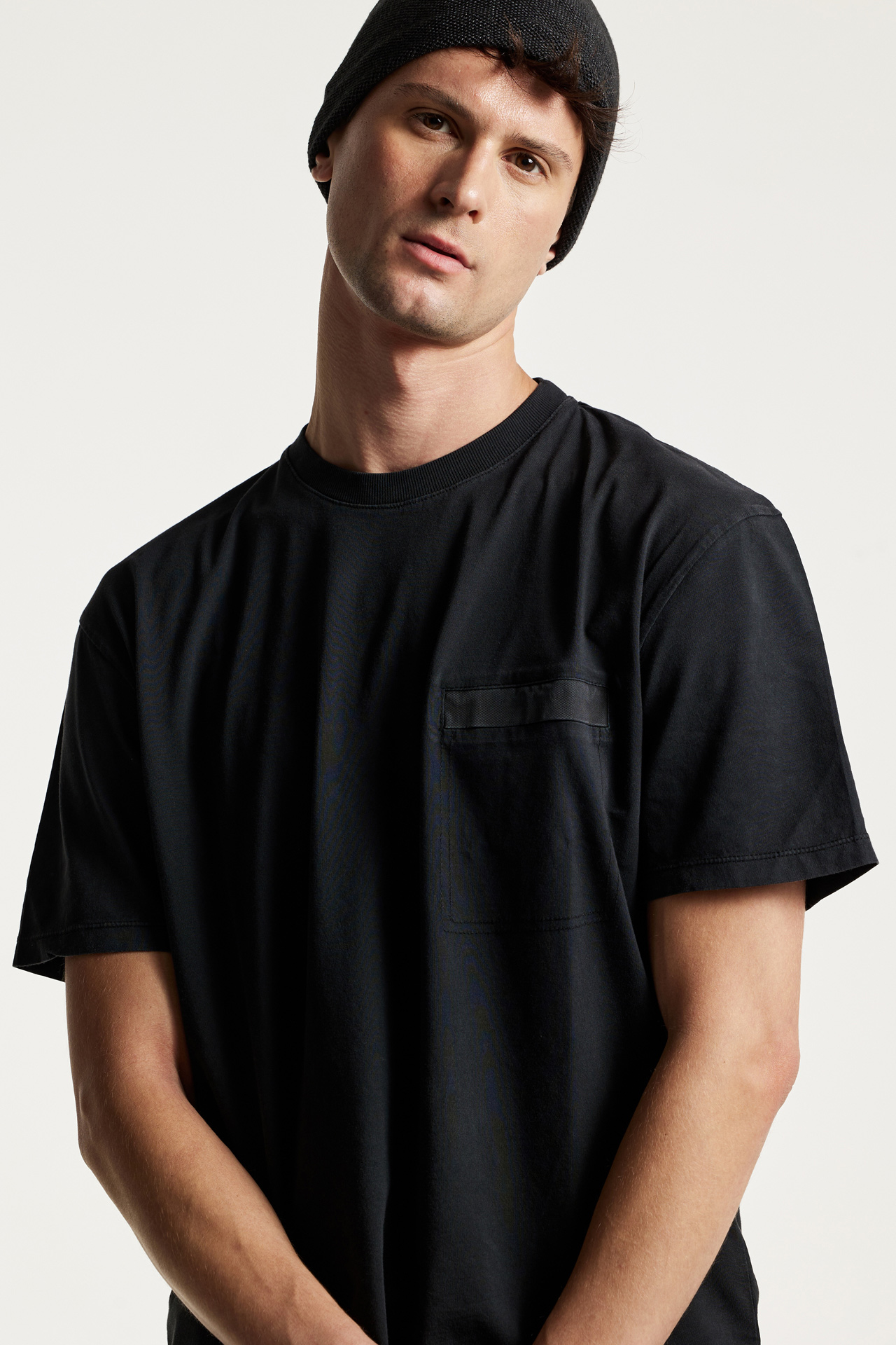 Mixed Fabric Pocket T-Shirt