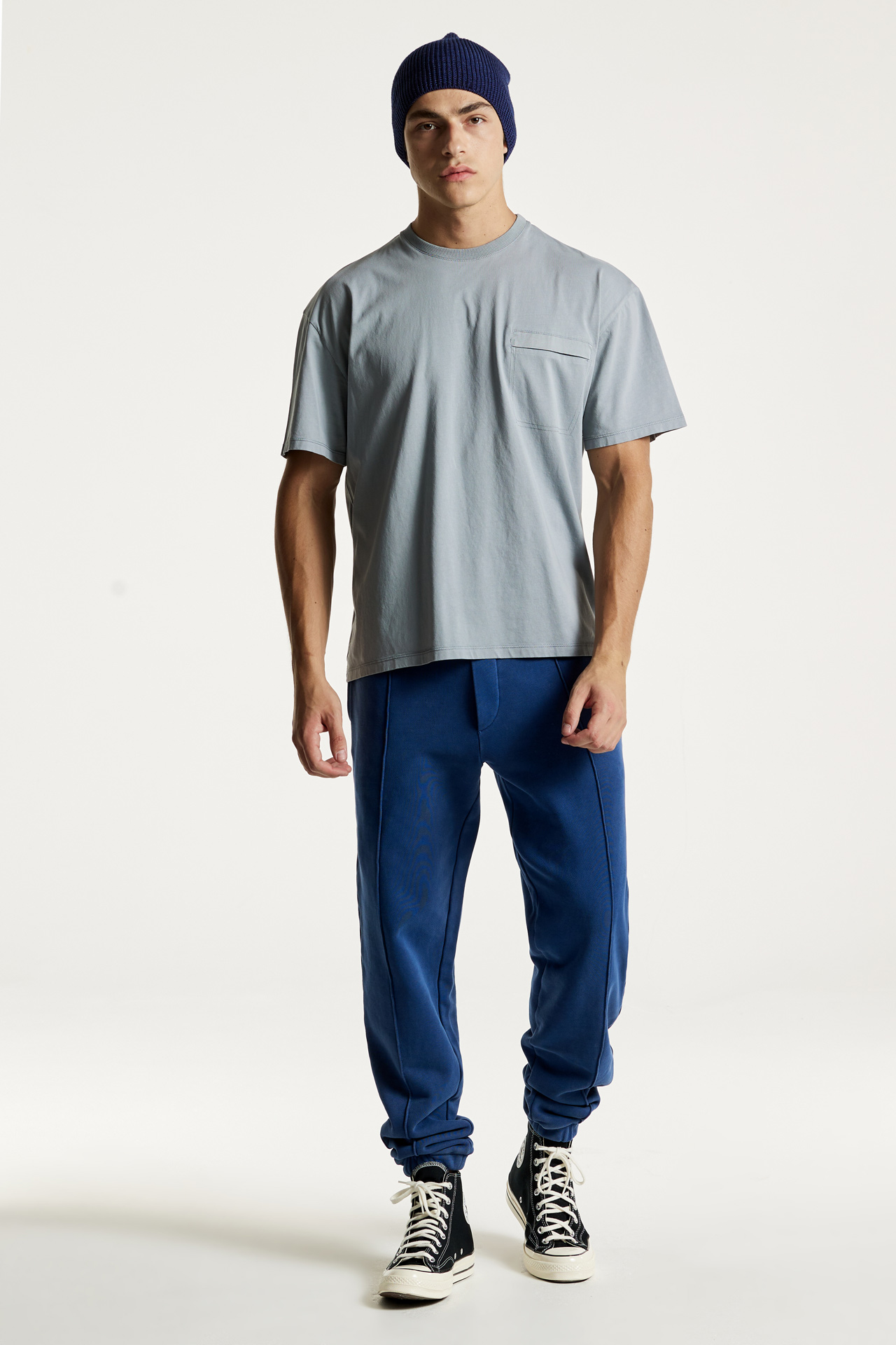 Mixed Fabric Pocket T-Shirt