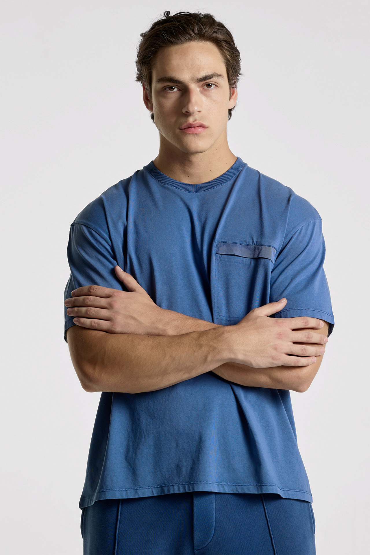 Mixed Fabric Pocket T-Shirt