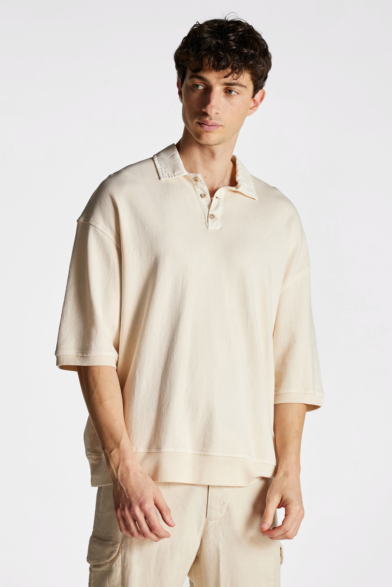 Contrast Detail Relaxed Fit Polo Tee