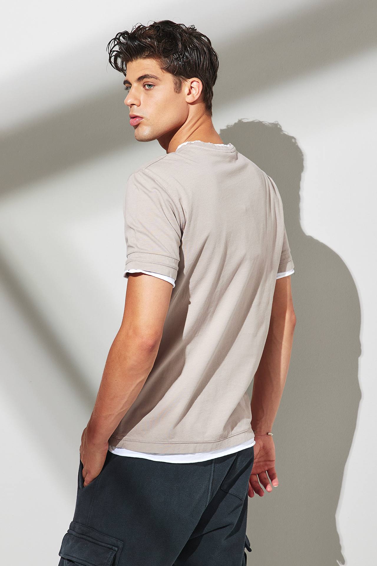 DOUBLE SLEEVE DETAILS SLUB TEE