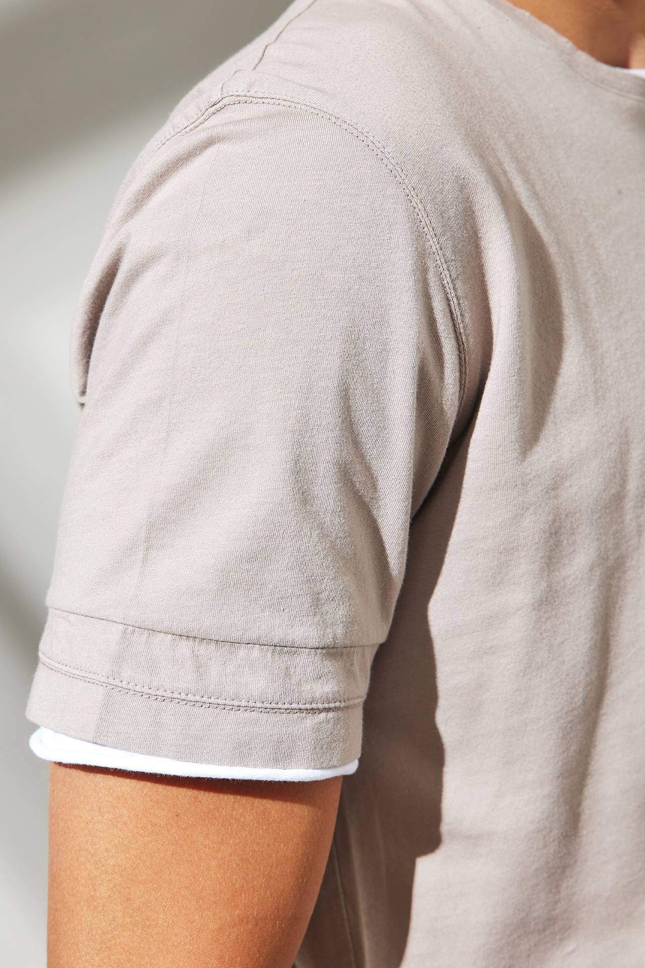 DOUBLE SLEEVE DETAILS SLUB TEE