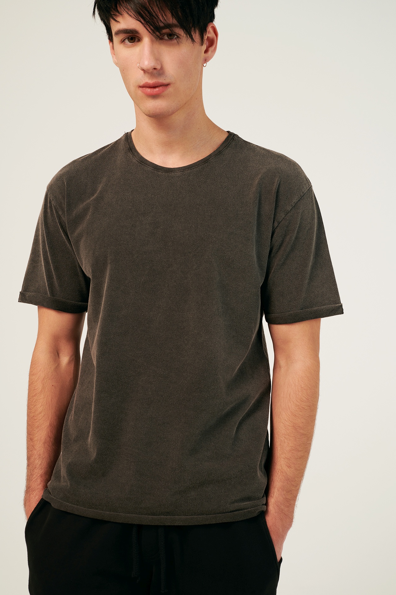 RELAXED T-SHIRT WITH ROLL HEMS