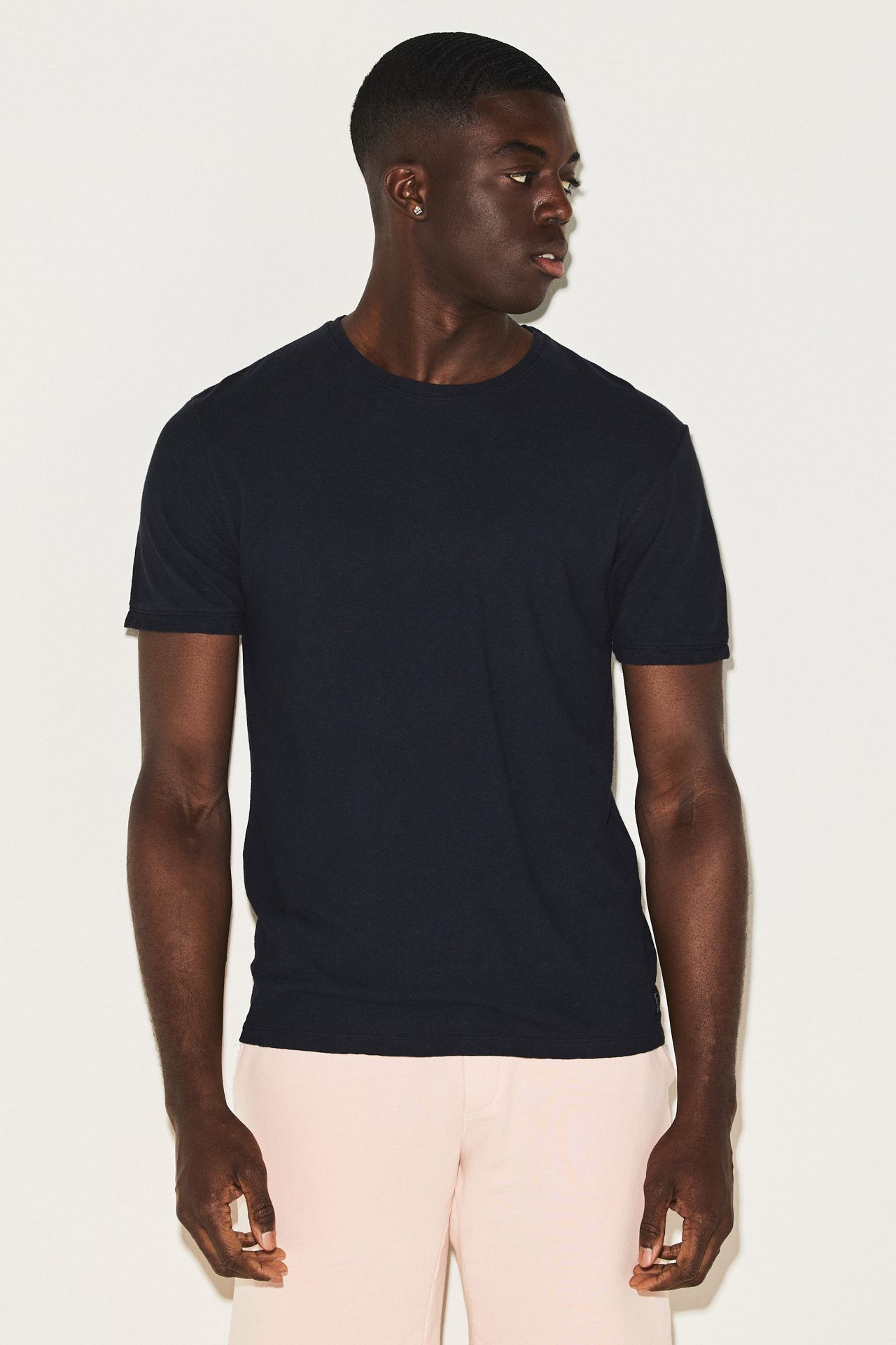 LINEN BLEND OPEN STICHES TEE