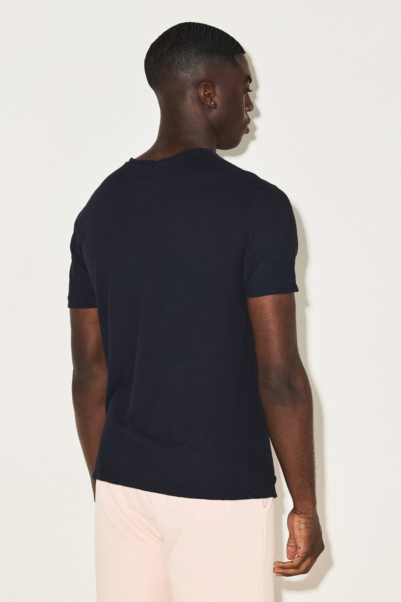 LINEN BLEND OPEN STICHES TEE