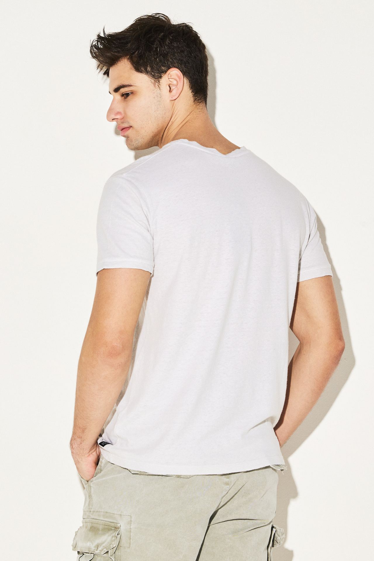 LINEN BLEND OPEN STICHES TEE