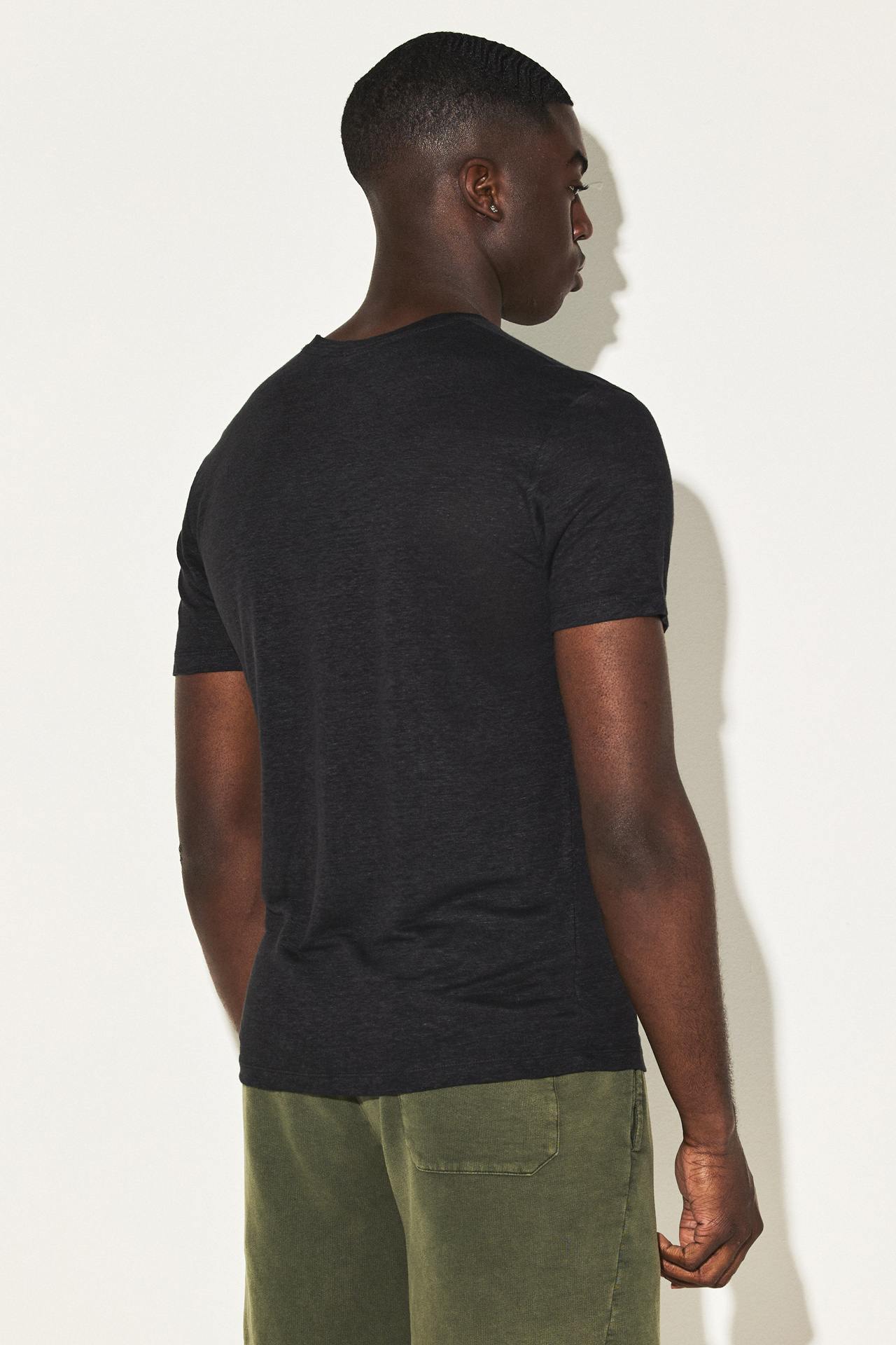PURE LINEN OPEN STICHES TEE