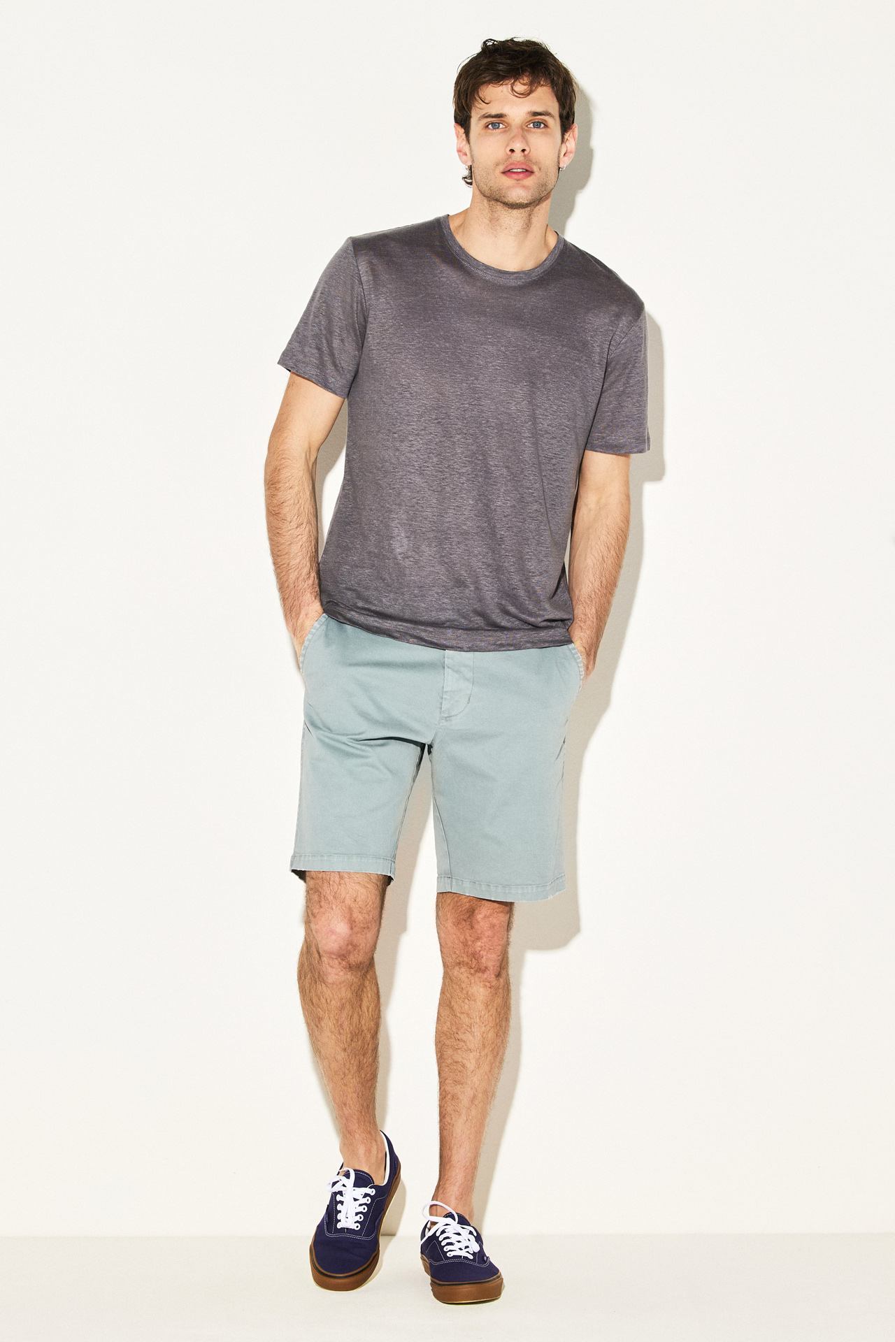 PURE LINEN OPEN STICHES TEE