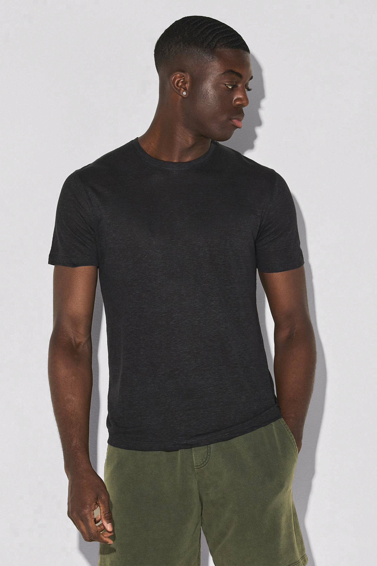 PURE LINEN OPEN STICHES TEE